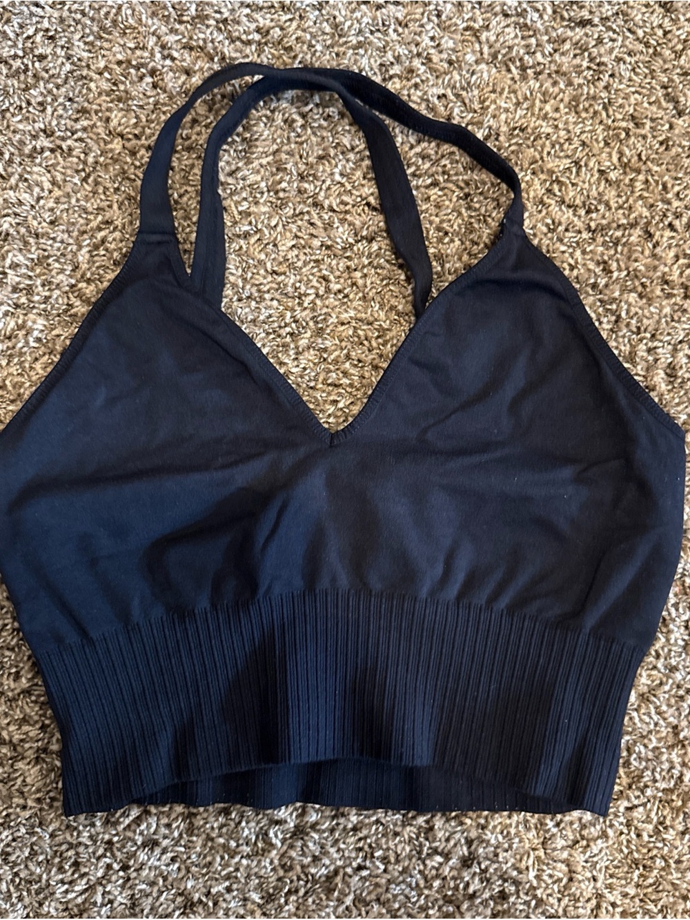 FP Movement by Free People Black Ribbed Seamless Bralette
